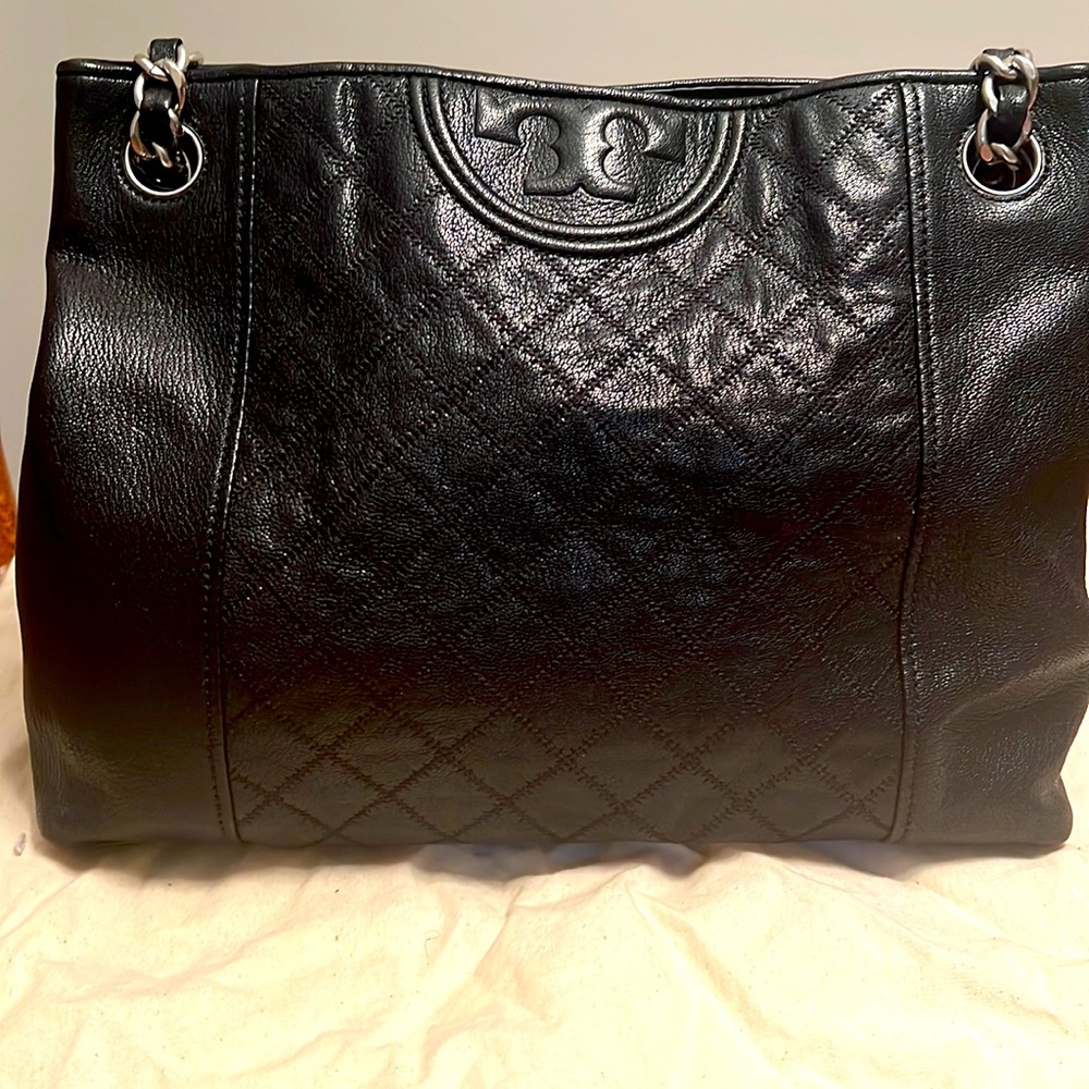 Black soft leather Tory Burch shoulder bag